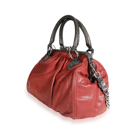Marc Jacobs Red Leather & Gray Snakeskin Stam Bag - Picture 2 of 7